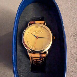 Brand New - Men's Bugle Boy Watch w/Branded Strap & Gold Face